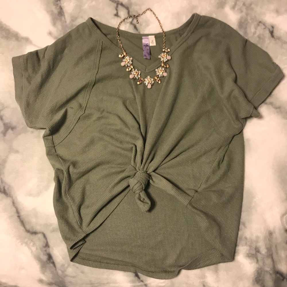 Olive oversized textured tee